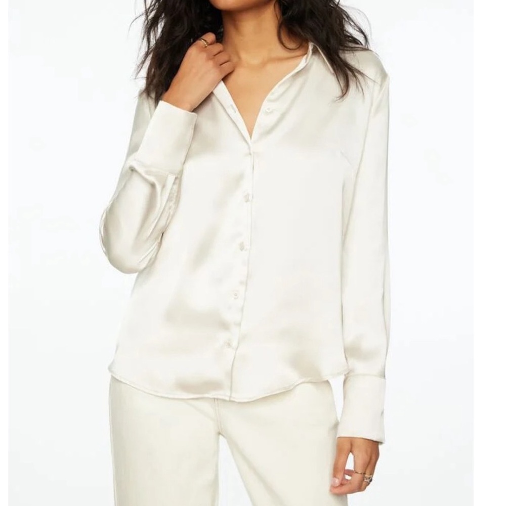 Polished Pearl Satin Long Sleeve Top